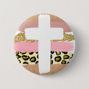 Colourful cross 2 inch round button