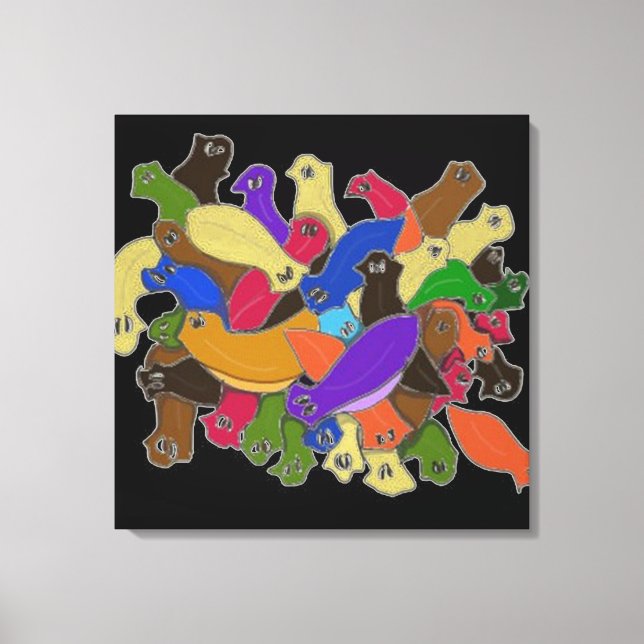Colourful Cross Eyed Planarian Worms Canvas Print (Front)