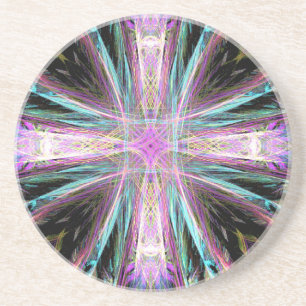 Colourful Cross of Christ Coaster