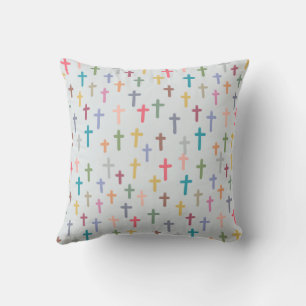 Colourful cross pattern throw pillow