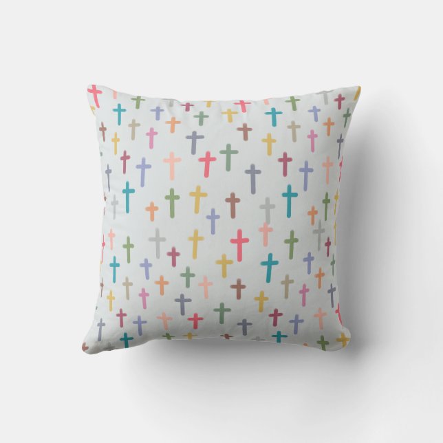 Colourful cross pattern throw pillow (Back)
