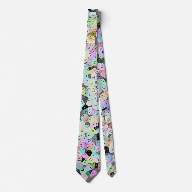 Colourful Crowd of Faces | artisan Tie (Front)