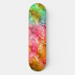 Colourful Crystal Glass Pattern Skateboard