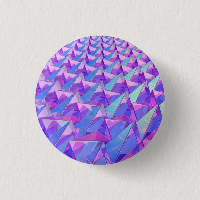 Colourful crystal pyramids 1 inch round button (Front)