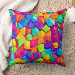 Colourful Crystal Shapes Art Throw Pillow