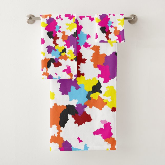 Colourful Crystalline Irregular Abstract Pattern  Bath Towel Set (Insitu)