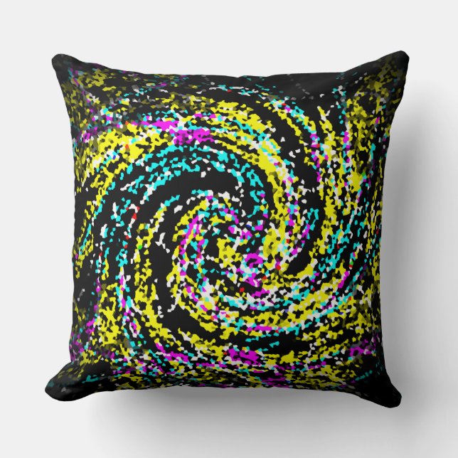 Colourful Crystallized Confetti Spiral Throw Pillow (Front)