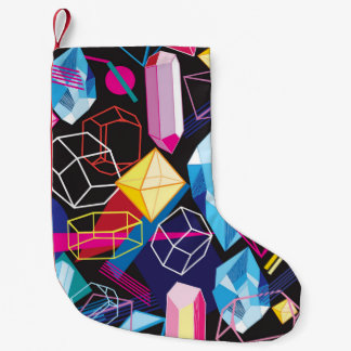 Colourful crystals, dark abstract background small christmas stocking
