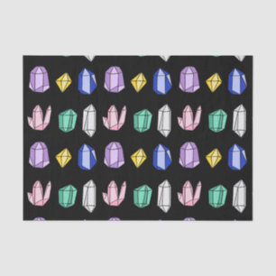 Colourful Crystals Pattern Black Tissue Paper