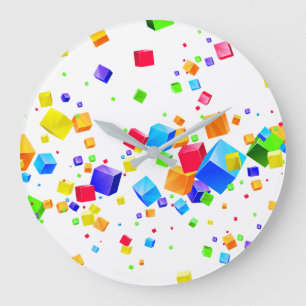 Colourful Cubes 1 Large Clock