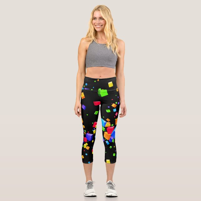 Colourful Cubes 2 Capri Leggings (Front)