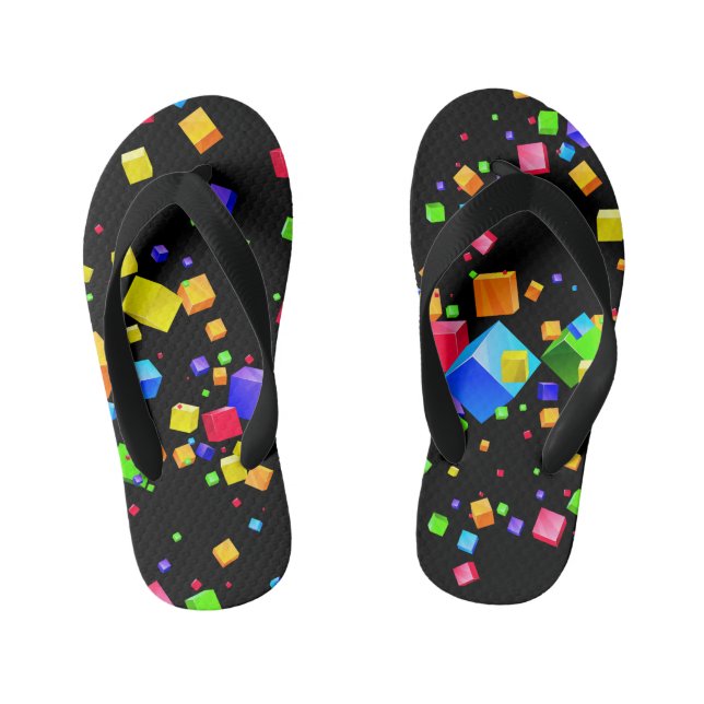 Colourful Cubes 2 Kid's Flip Flops (Footbed)