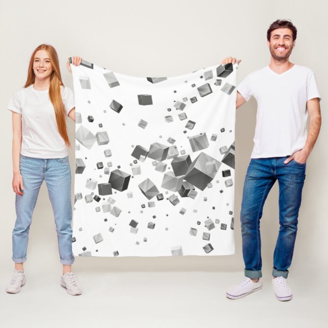 Colourful Cubes 3 Fleece Blanket (In Situ)