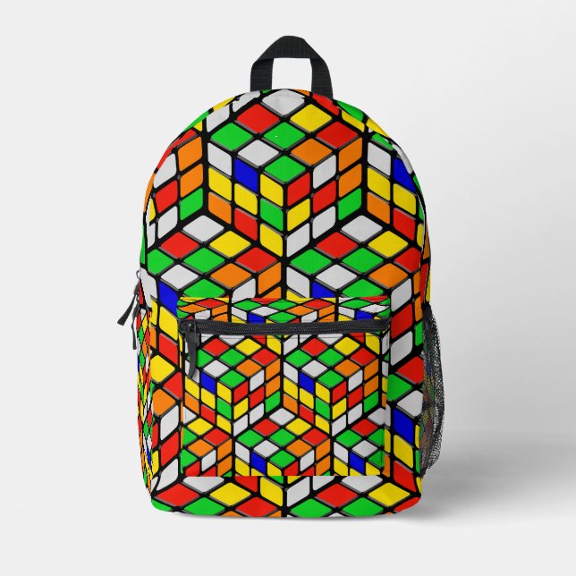 Colourful Cubes Memory Game Printed Backpack (Front)