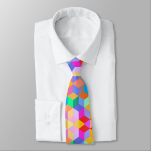 Colourful Cubes pattern, isometric boxes backgroun Tie