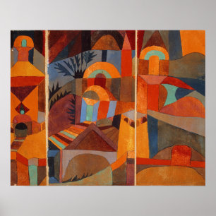 Colourful Cubism Abstract Temple Gardens by Paul Poster