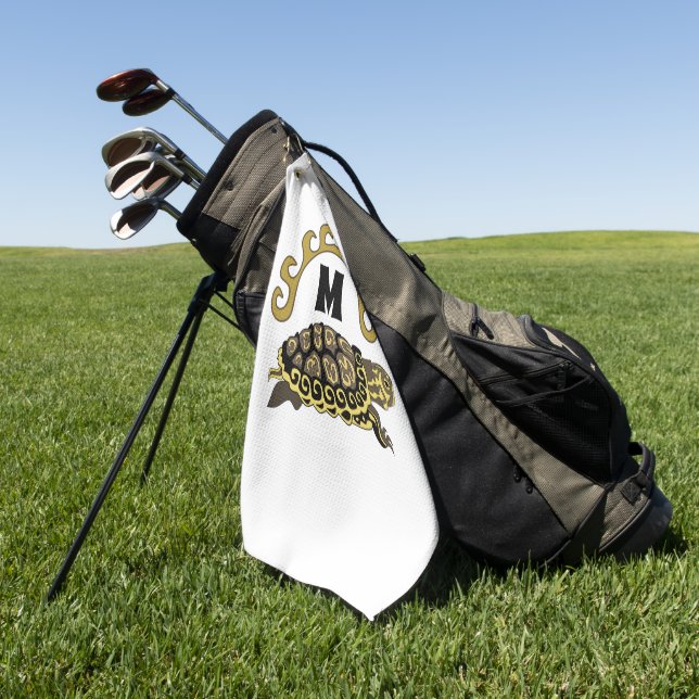 Colourful Cumberland Slider Turtle Monogram Golf Towel (Green)