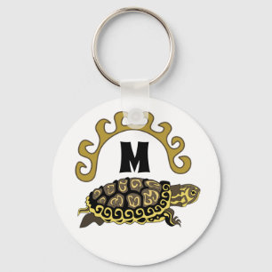 Colourful Cumberland Slider Turtle Monogram Keychain