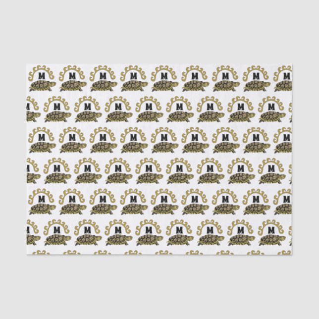 Colourful Cumberland Slider Turtle Monogram Tissue Paper (Front)
