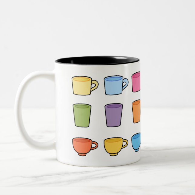 Colourful Cup & Mug Pattern | Cute Coffee Lover De (Left)