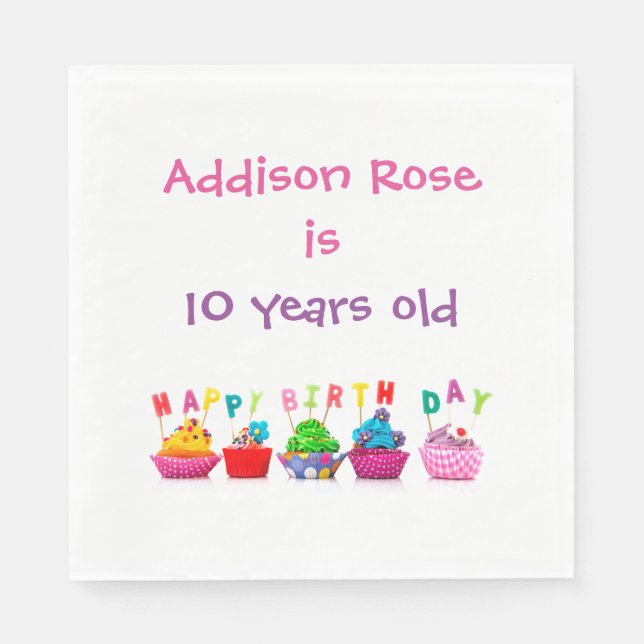 Colourful Cupcake - Birthday Napkins (Front)