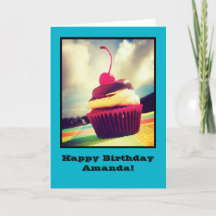 Colourful Cupcake with Cherry on Top Card