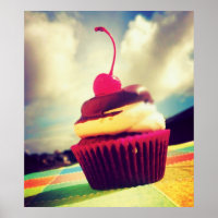 Colourful Cupcake with Cherry on Top