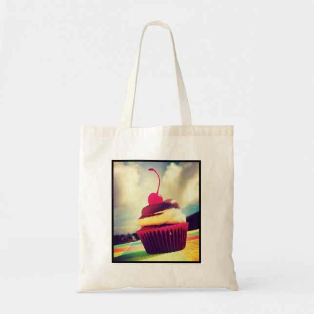 Colourful Cupcake with Cherry on Top Tote Bag (Front)