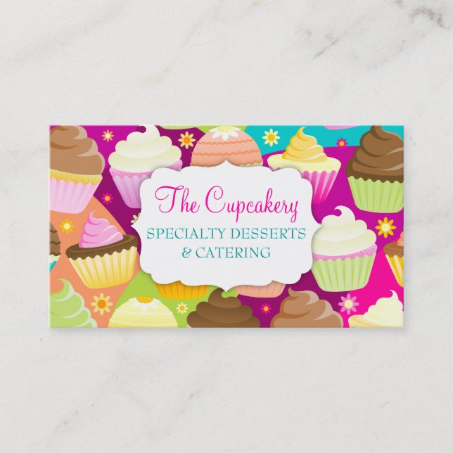 Colourful Cupcakes Business Card (Front)