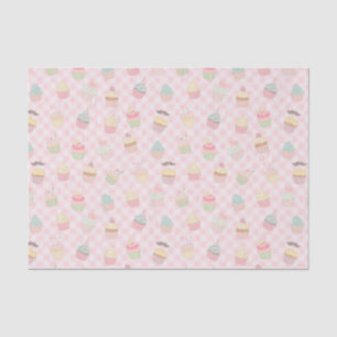 Colourful Cupcakes on Pink Gingham Tissue Paper