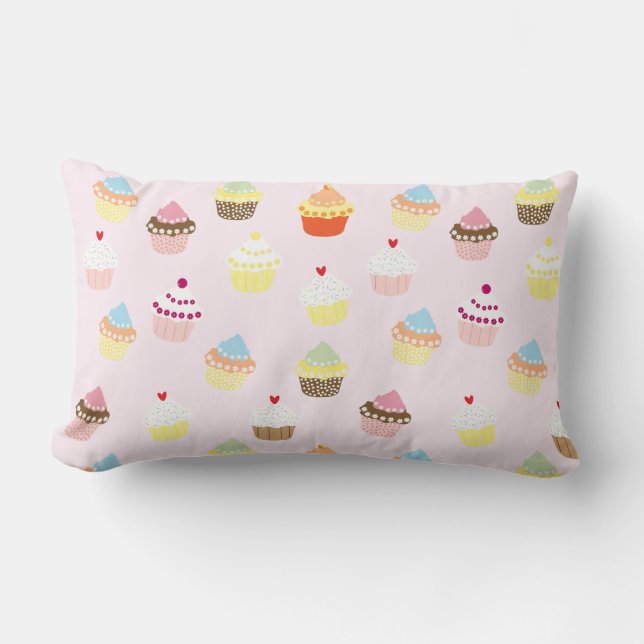 Colourful Cupcakes Pattern Lumbar Pillow (Front)
