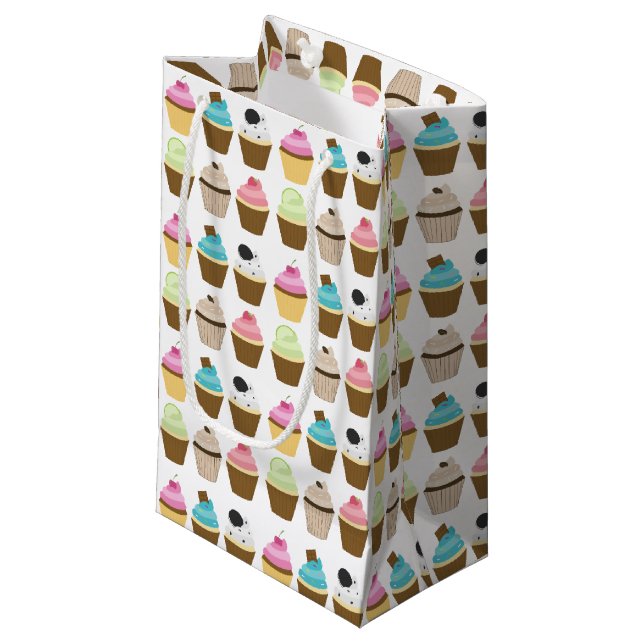 Colourful Cupcakes Pattern Small Gift Bag (Front Angled)