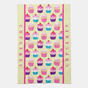 Colourful Cupcakes Pattern, Sweet Treats  Kitchen Towel