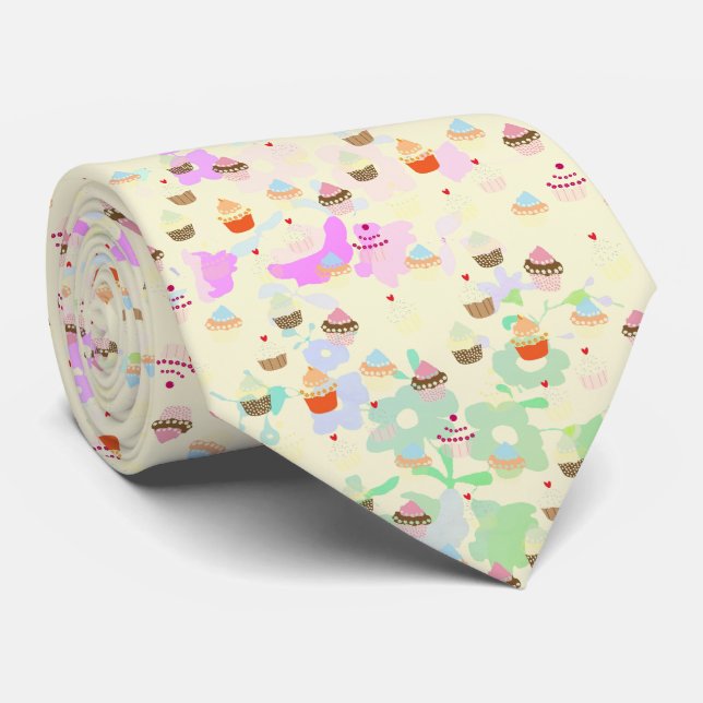 Colourful Cupcakes Pattern Tie (Rolled)