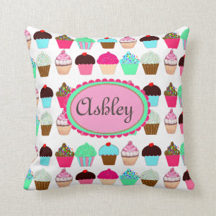 Colourful Cupcakes - Personalized Throw Pillow