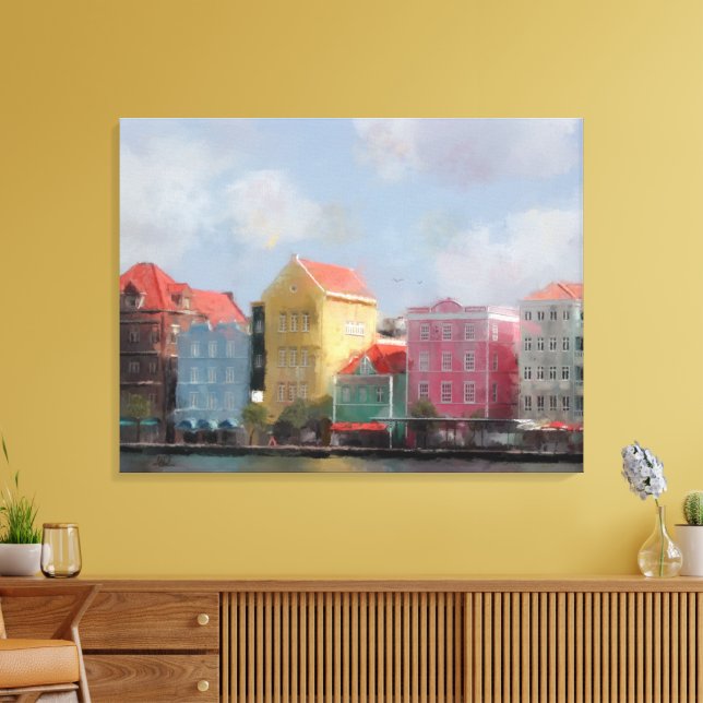 Colourful Curacao Painting Canvas Print (Insitu(LivingRoom))
