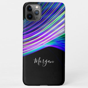Colourful Curved Light, Name in White Script iPhone 11Pro Max Case