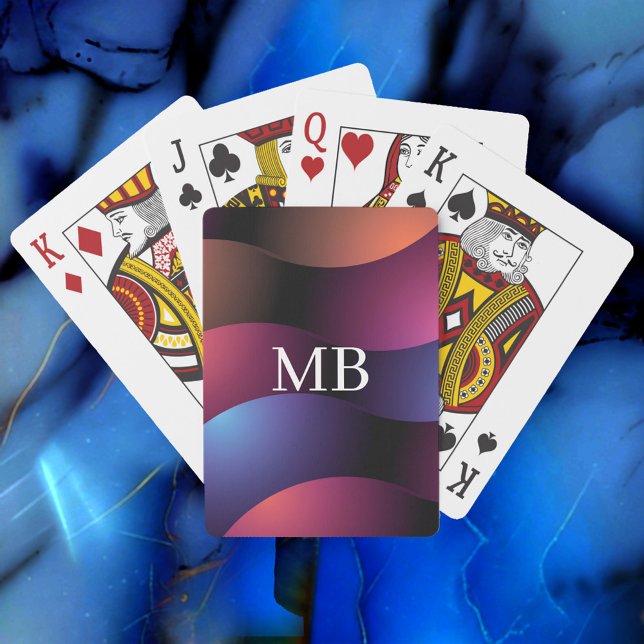Colourful Curved Shapes, White Monogram Playing Cards (Creator Uploaded)