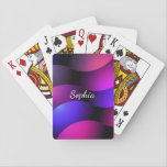 Colourful Curved Shapes, White Script Name Playing Cards<br><div class="desc">Colourful Curved Shapes with personalized white script name.</div>