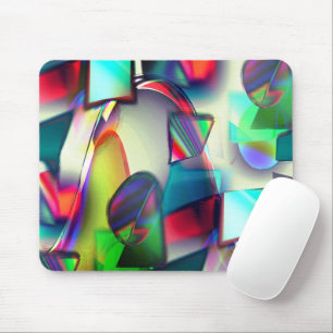 Colourful curved squares and circles with metallic mouse pad