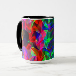 Colourful curved triangles or coloured undulation mug