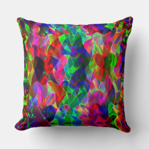 Colourful curved triangles or coloured undulations throw pillow