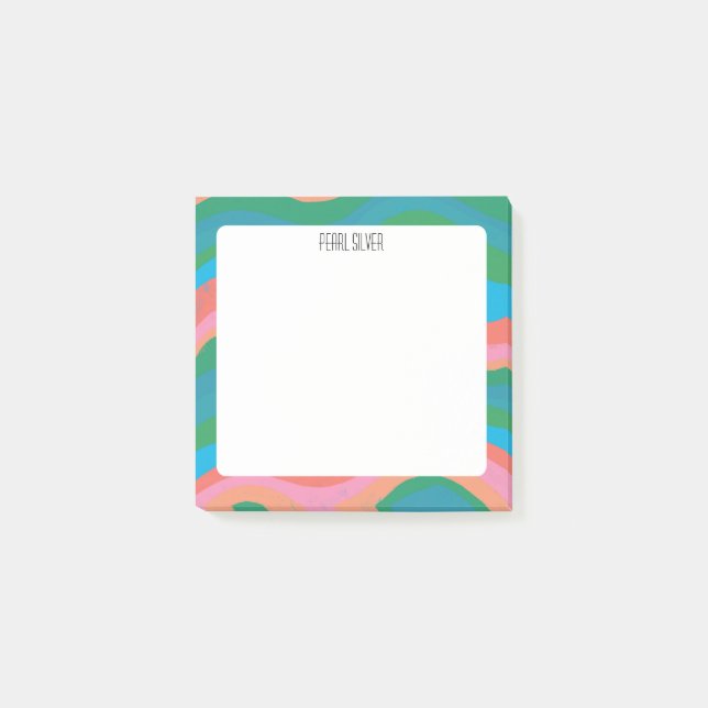 Colourful Curves CUSTOM Chic Monogram Personalized Post-it Notes (Front)
