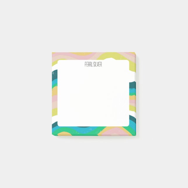 Colourful Curves CUSTOM Chic Monogram Personalized Post-it Notes (Front)