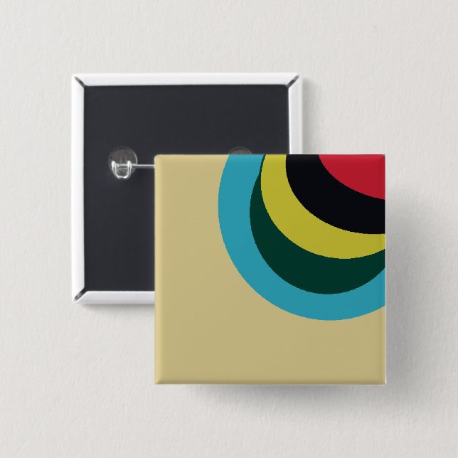 Colourful curves pattern 2 inch square button (Front & Back)