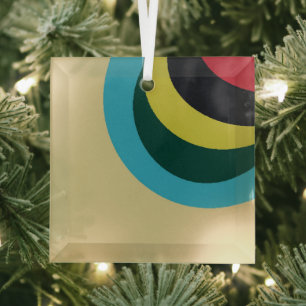 Colourful curves pattern glass ornament