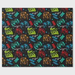 Colourful Custom Abstract Gamers Boy Birthday Part Wrapping Paper