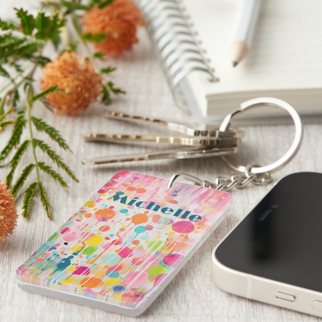 Colourful Custom Acryl painting style  Keychain (Front Right)