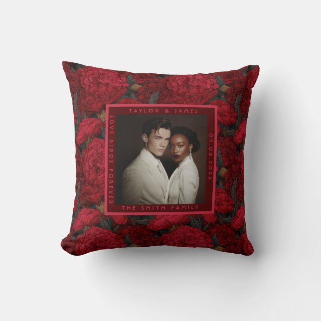 Colourful Custom Carnation Inspired Fall Wedding Throw Pillow (Front)