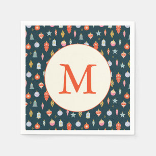 Colourful Custom Christmas Holiday Monogram Napkin